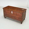 Antique carved grain painted blanket chest