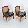Pair Regence style caned fauteuils