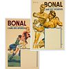 Bonal Aperitif, pair vintage lithograph posters