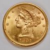 1901 U.S. Liberty five dollar gold coin