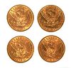 4 U.S. GOLD $5 Half Eagle Coins Liberty Head