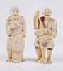 Pair Old Chinese Carved Ivory Figurines 