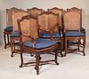 Eight Louis XV Style Cane Back Oak  Dining Chairs