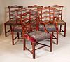 Six Chippendale Style Ribbon Back Dining Chairs