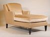 Contemporary Velour and Leather Chaise Lounge