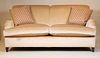 Contemporary Beige Velvet-Upholstered Love Seat