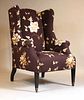 Contemporary Floral-Needlework Wing Chair