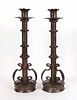 Pair of Wrought and Cast Iron Candlesticks