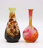 Two Galle Cameo Glass Bud Vases