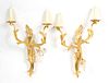 Pair of Rococo Style Gilt-Metal Two-Light Sconces