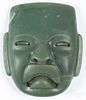 South American carved hardstone plaque of a mask of a warrior, 6 1/4'' h.