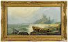 John Davison Liddell (British 1859-1942), oil on canvas coastal scene with Bamborough Castle
