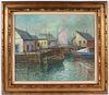 Oil on Canvas, New England Harbor Scene