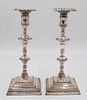 Pair of Silver Plated Gadrooned Candlesticks