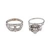 Dos anillos vintage con diamantes en plata paladio 1 diamante central corte brillante de 0.20 ct. 39 diamantes corte 8 x 8. Talla 7 y 8