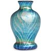 Steuben Blue Aurene Vase w/ Platinum Decor