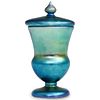 Steuben Blue Aurene Covered Footed Glass Vase