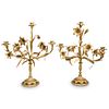 Pair of French Bronze Floral Candelabras
