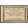 1814 3-Cent Private Issuer, I promise to Pay Bearer, Washington Street, NY EF-40