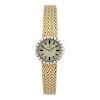 OMEGA - a lady's bracelet watch. Yellow metal case with factory diamond set bezel, stamped 14k. Numb