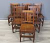 6 L & J Stickley Oak Arts & Crafts Chairs.