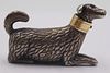 Silver Dog Form Scent Bottle with 18kt Gold Collar