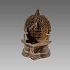 Indian Bronze Oil lamp, cup, Buddha c.19th century, 