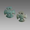 Lot of 2 Ancient Byzantine Faience Crosses c.8th century AD.