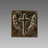 Byzantine Style Cast Bronze Plaque with Bust Crosses. 
