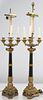 Charles X Style Gilt Bronze Candelabra Lamps, Pair