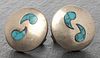 Taxco Silver Turquoise & Lapis Round Cufflinks