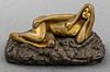 Erotic Bronze Of A Recumbent Nude Woman
