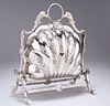 A VICTORIAN SILVER-PLATED MUFFIN DISH, folding, shell-form,