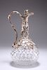 A VICTORIAN STYLE SILVER-PLATE MOUNTED CUT-GLASS CLARET JUG