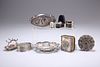 A GROUP OF SILVER, including an Edwardian dressing table bo