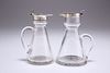 TWO GEORGE V SILVER-MOUNTED GLASS WHISKY TOTS, the first by