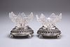 A PAIR OF GERMAN SILVER AND CUT-GLASS SALTS, LATE 19TH CENT