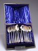 A GOOD SET OF TWELVE VICTORIAN SILVER TEASPOONS AND A PAIR 