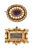 TWO GEORGIAN BROOCHES, COMPRISING; AN AMETHYST AND SEED PEA