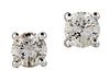 A PAIR OF SOLITAIRE DIAMOND EARRINGS, round brilliant-cut d