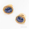 Pair of 14kt Gold and Lapis Lazuli Cuff Links