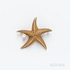 14kt Gold and Cultured Pearl Starfish Brooch