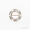Art Deco 14kt Gold, Diamond, and Cultured Pearl Circle Pin