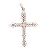 18k Art Deco Euro Cut Diamond Cross Pendant