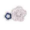 18K Diamond Sapphire Flowers Ring