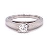 14k Diamond Square Solitaire Engagement Ring