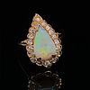 18k Diamond Opal Pear Shaped Ring