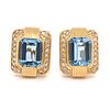 18k Aqua Diamond Clip Earrings