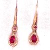 14k Diamond Ruby Dangling Earrings