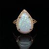 14k Opal Diamond Pear Shaped Ring